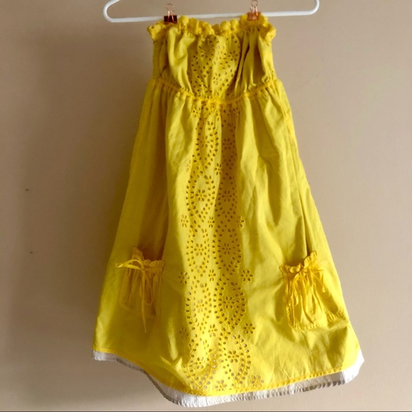 Iris Basic Dresses & Skirts - Iris Basic Yellow Eyelet Strapless Dress